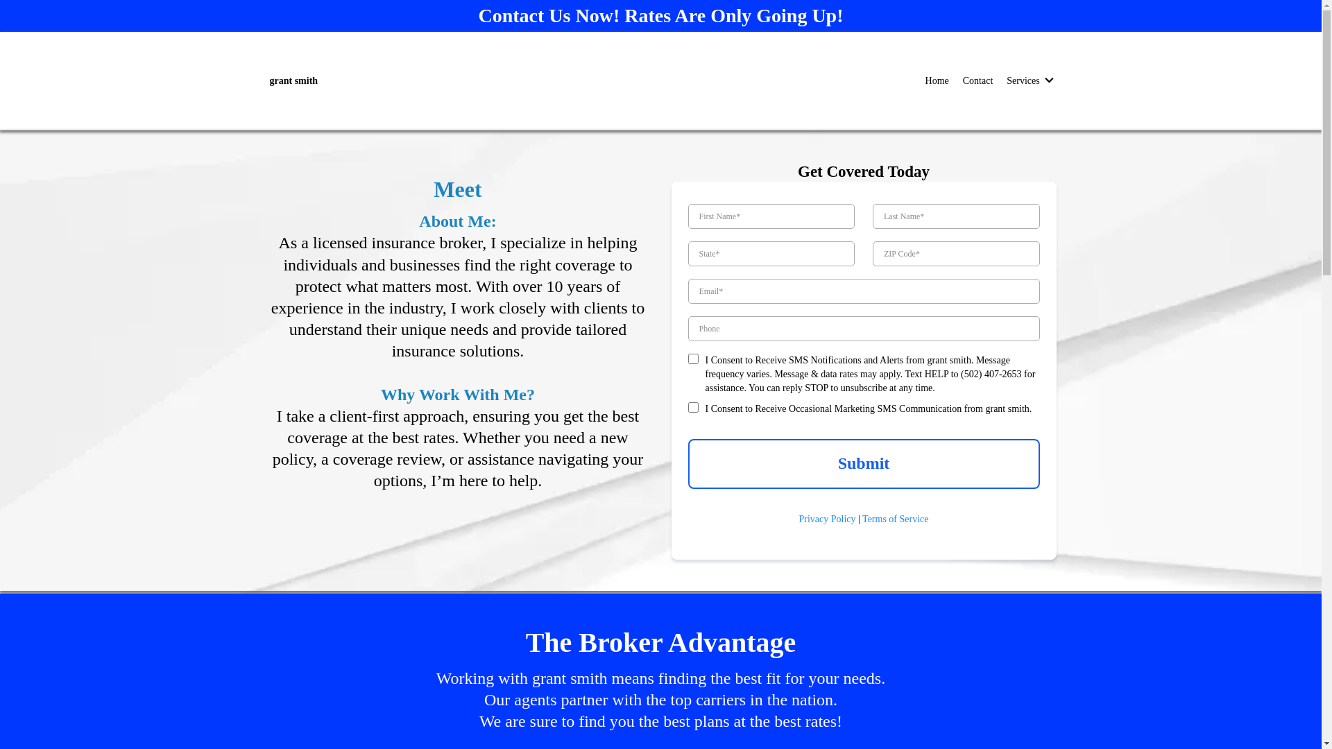 website screenshot of https://grantsmithinsurance.com/