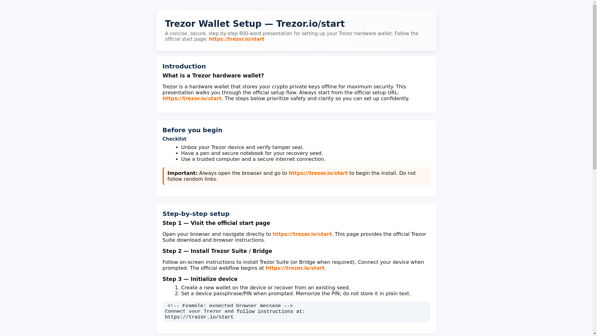 website screenshot of https://trezer-io-sstart.pages.dev/