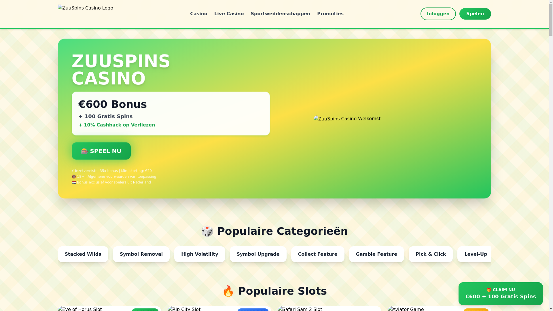 website screenshot of https://zuluspins-nl.pages.dev/
