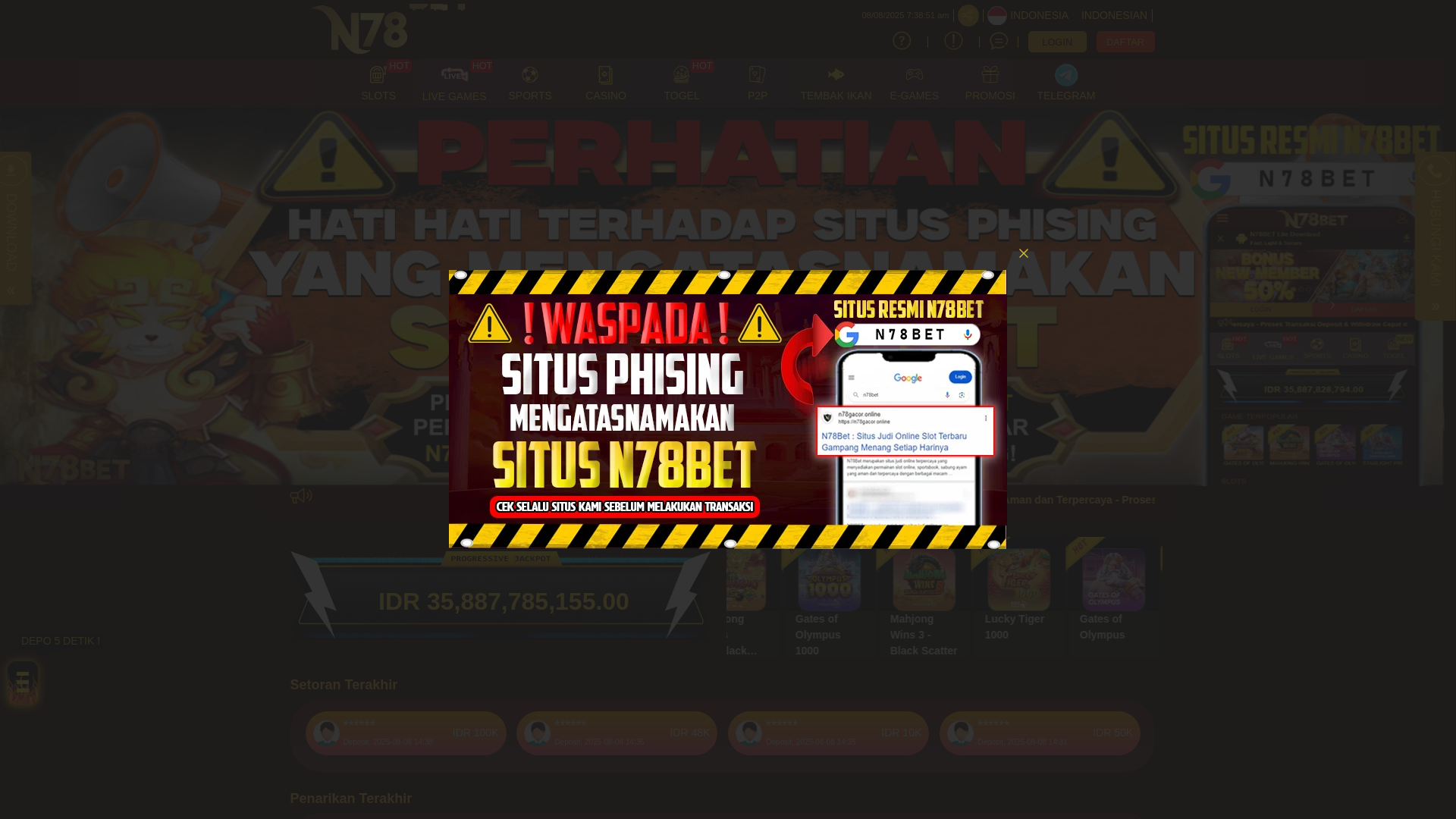 website screenshot of https://n78bet-happy.store/