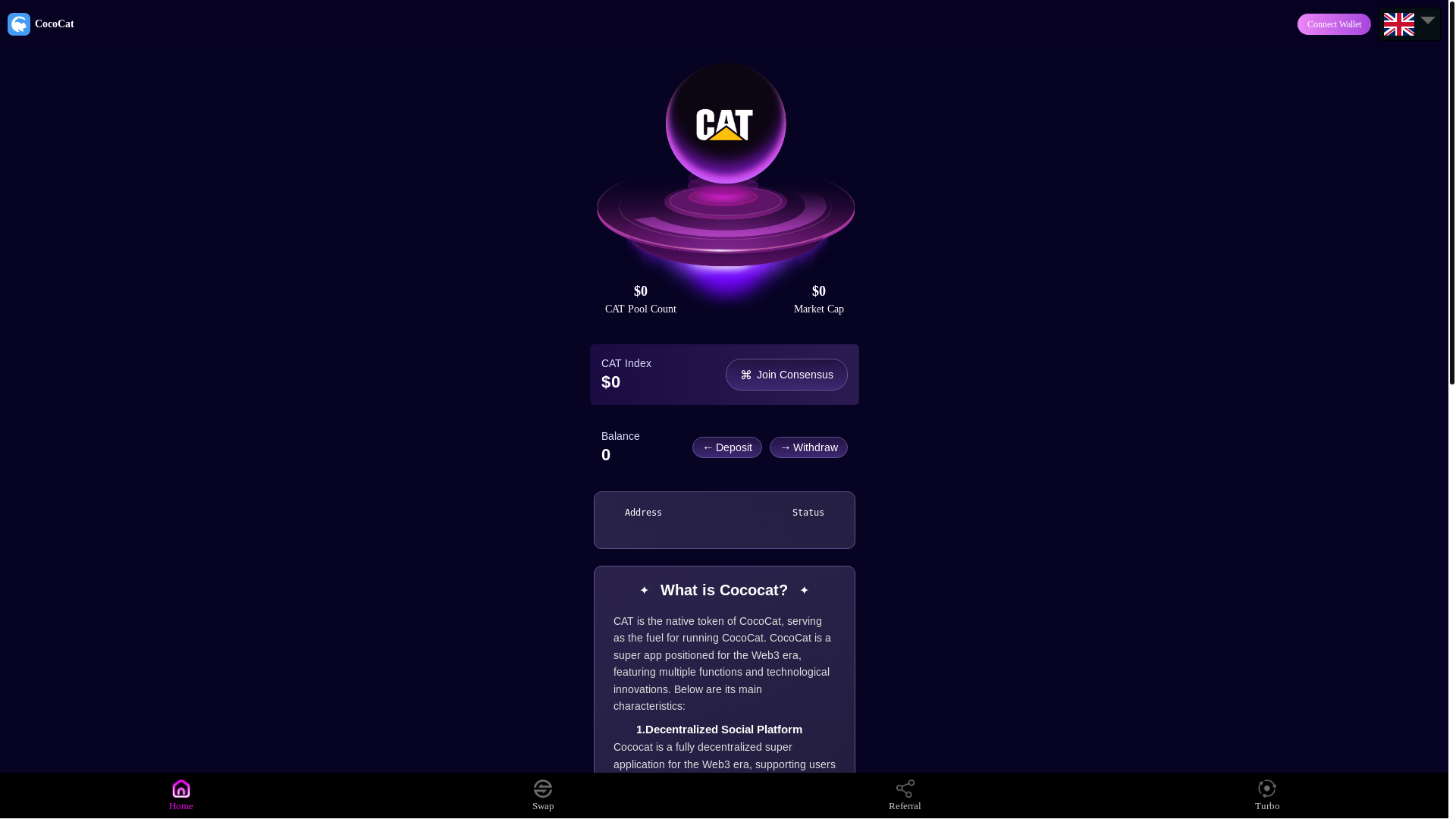 website screenshot of https://cococat.in/