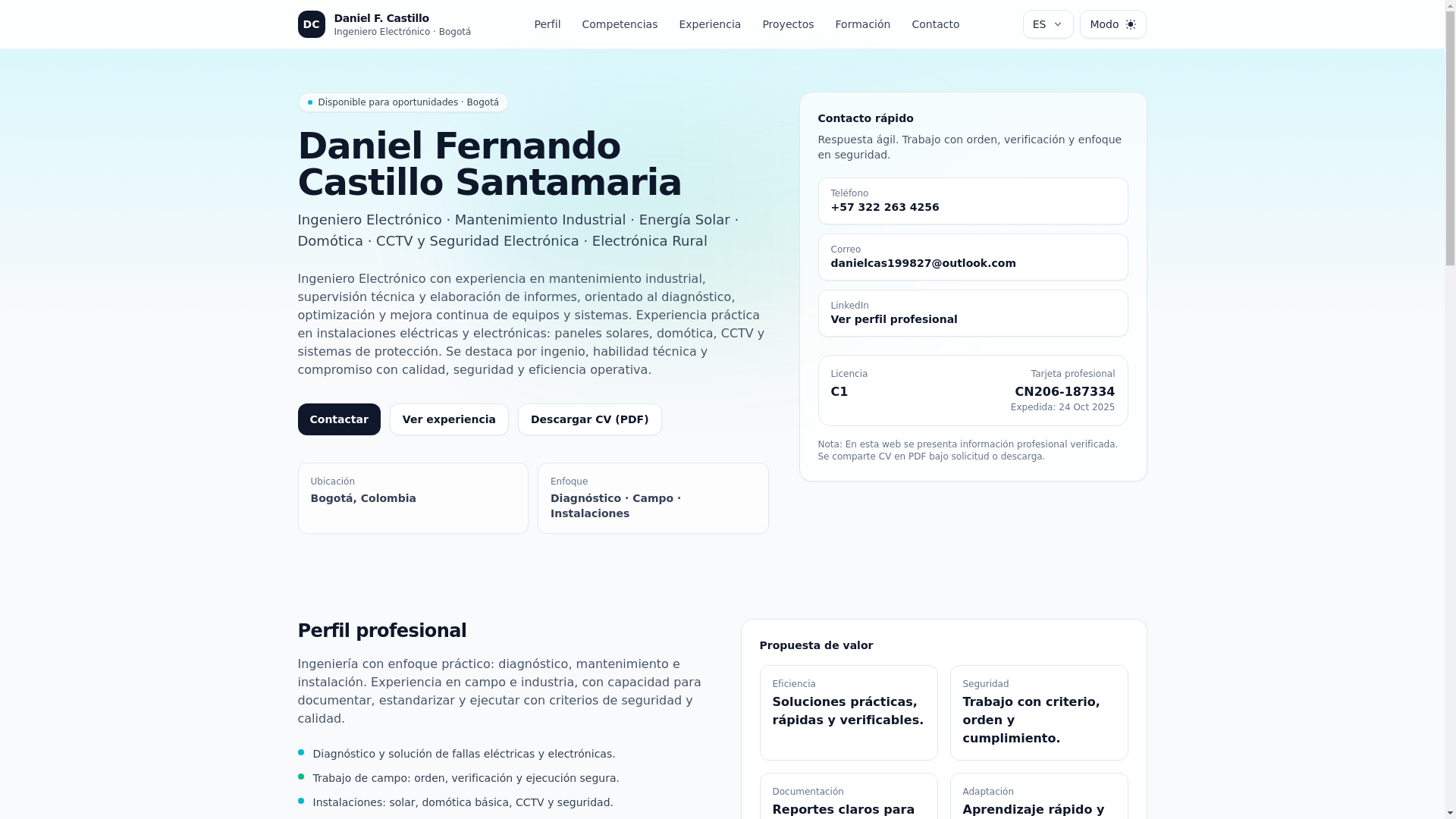 website screenshot of https://danielfcastillo.com/