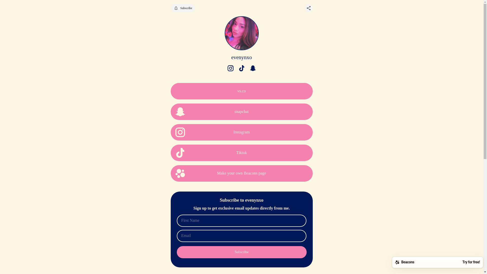 website screenshot of https://evenynxo.com/