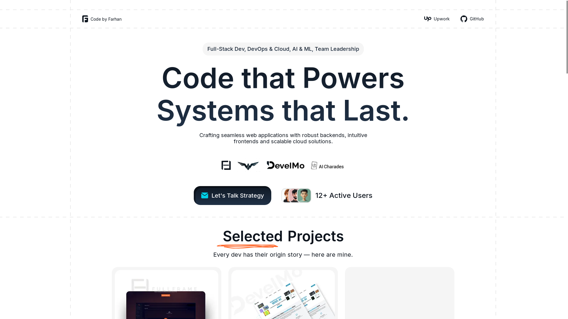 website screenshot of https://farhan-portfolio-upwork.pages.dev/