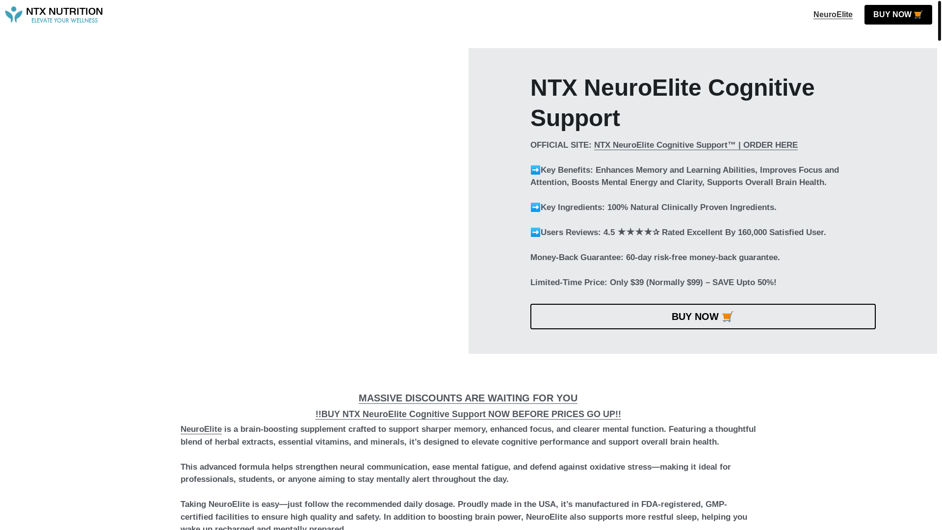 website screenshot of https://ntx-neuroelite-cognitive.mystrikingly.com/