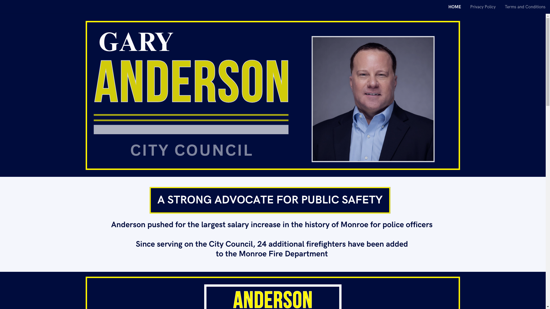 website screenshot of https://votegaryanderson.com/