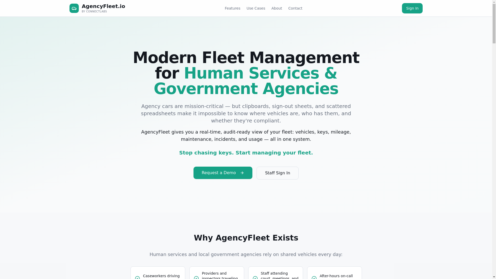 website screenshot of https://agencyfleet.io/
