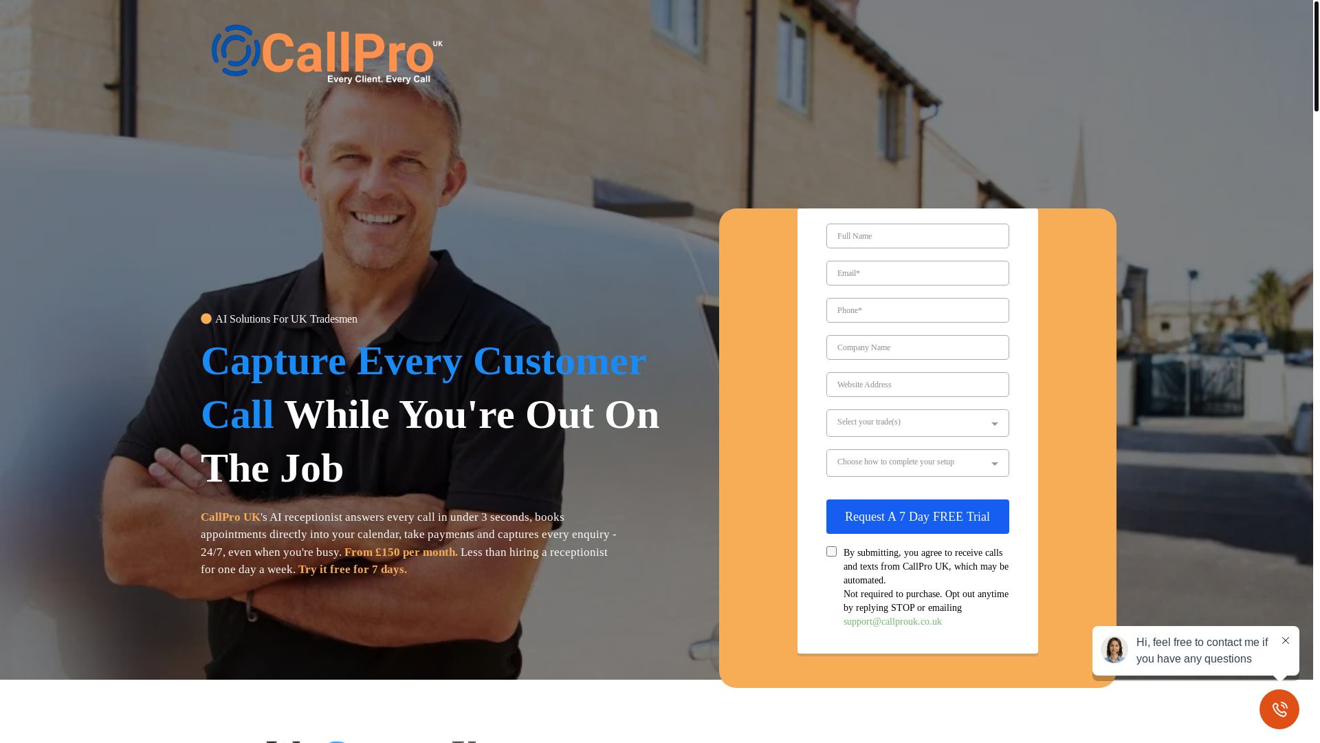 website screenshot of https://callprouk.com/
