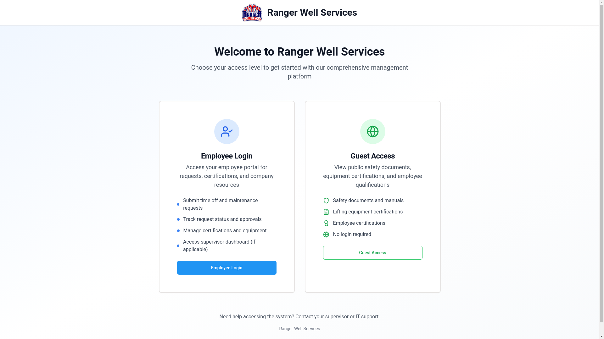 website screenshot of https://rangerwellservices.com/