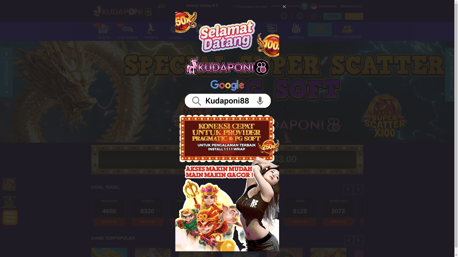 website screenshot of https://kudaponi88a.xyz/