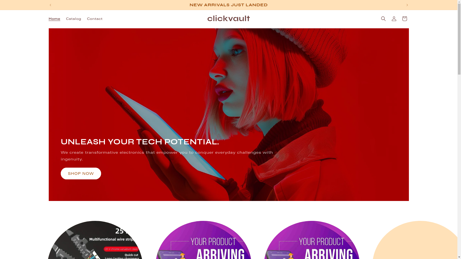 website screenshot of https://clickvault.in/