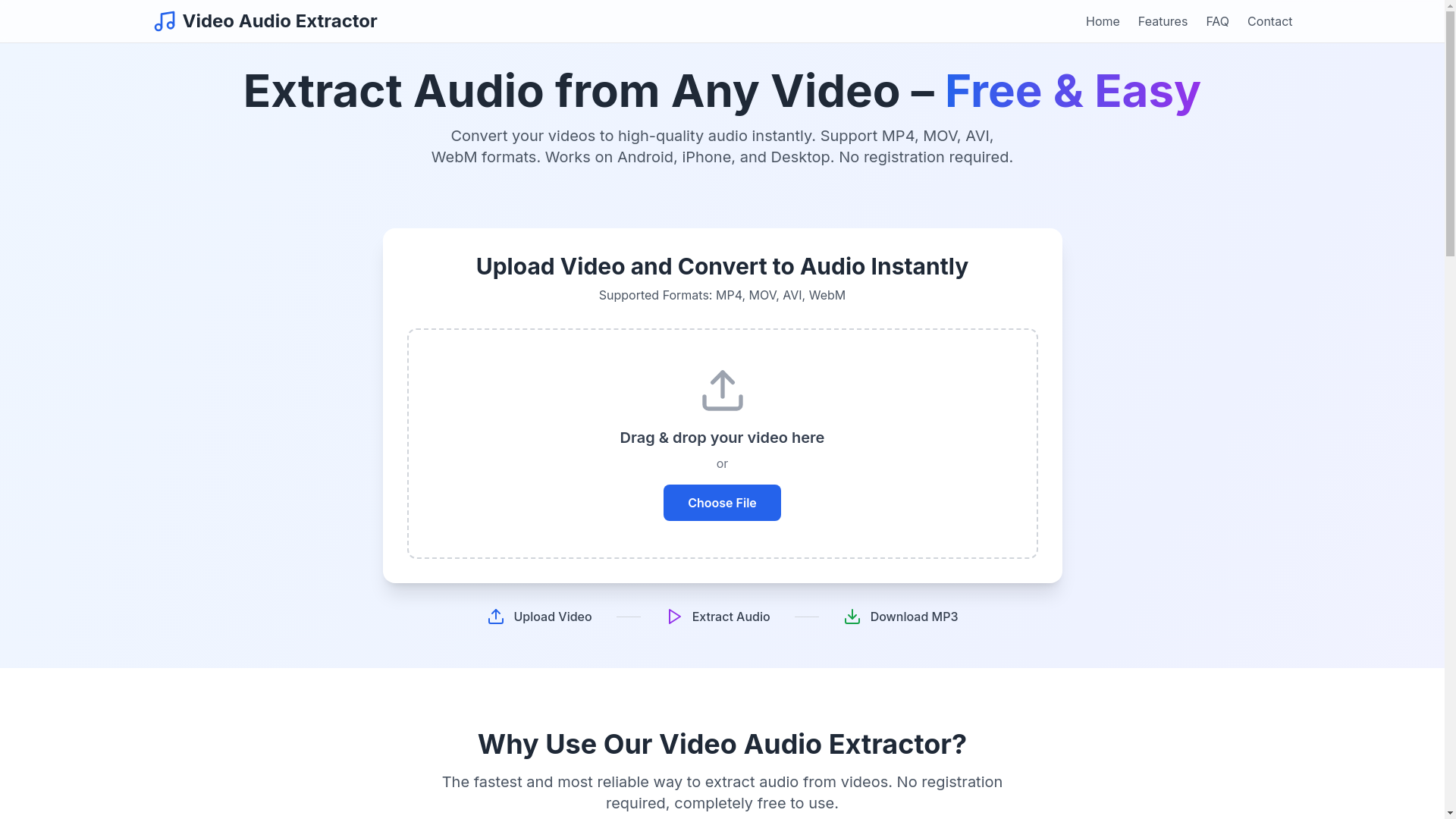 website screenshot of https://videoaudioextractor.com/