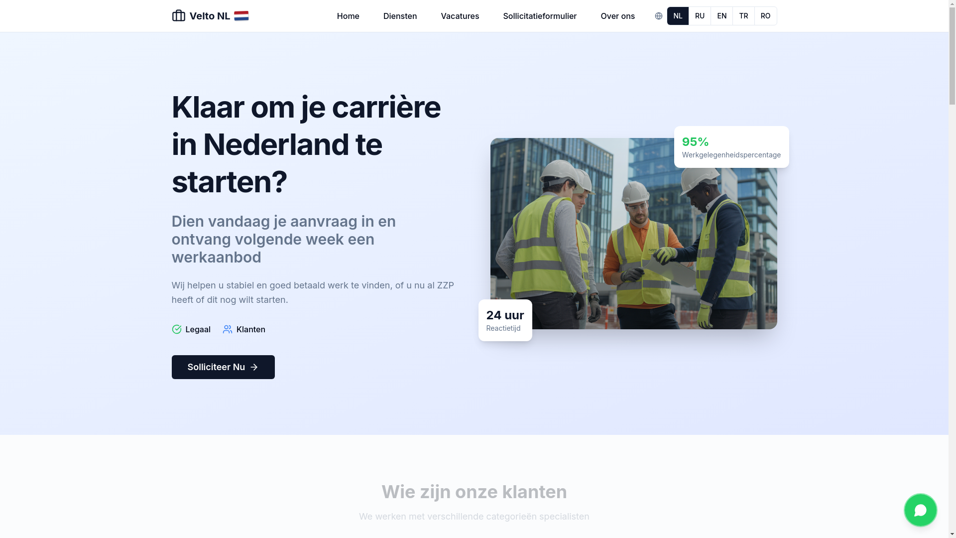 website screenshot of https://velto.group/