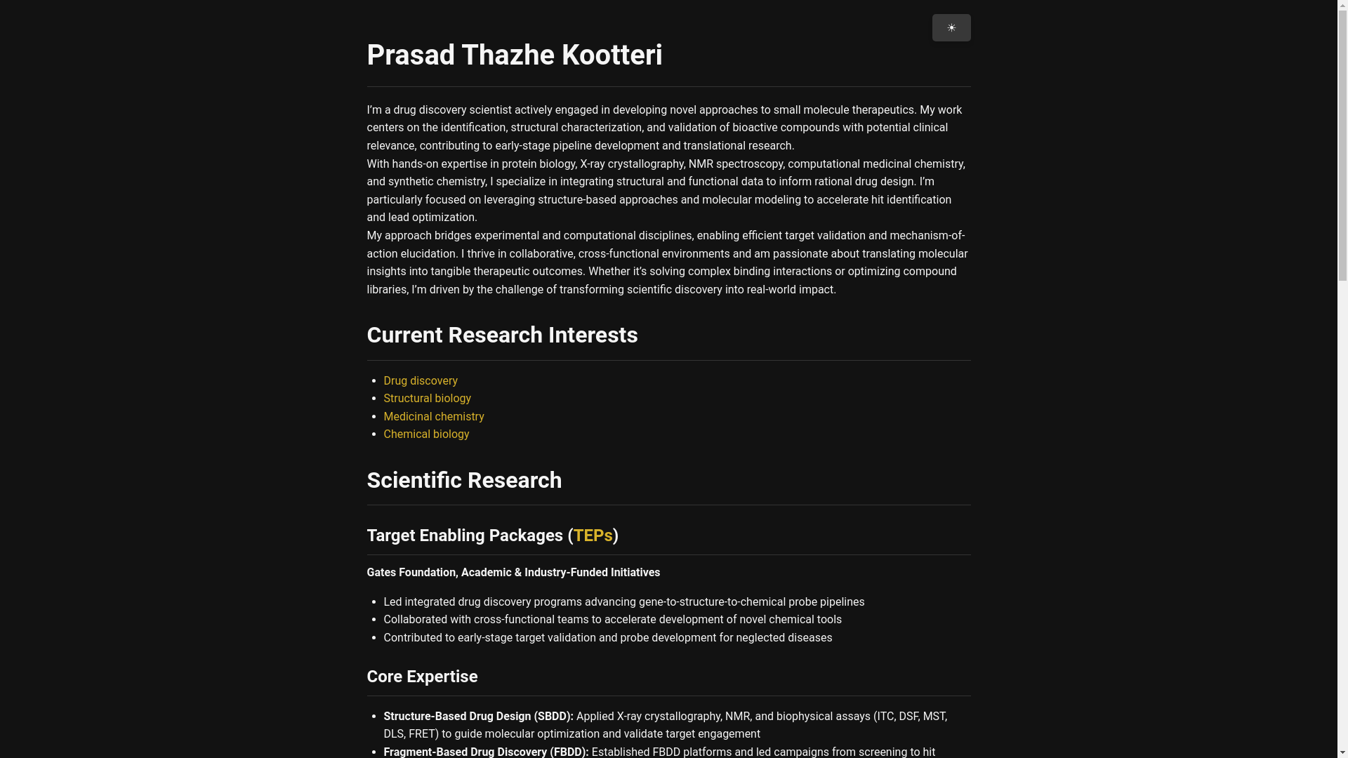 website screenshot of https://prasadtk.com/
