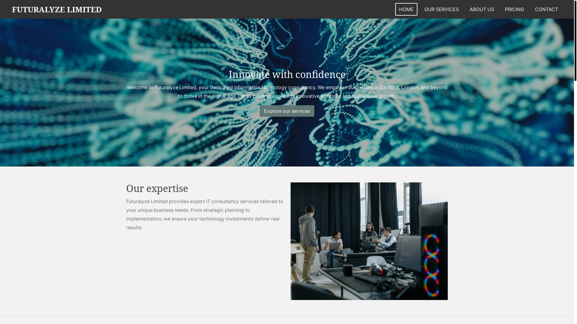 website screenshot of https://futuralyzelimited.co.uk/