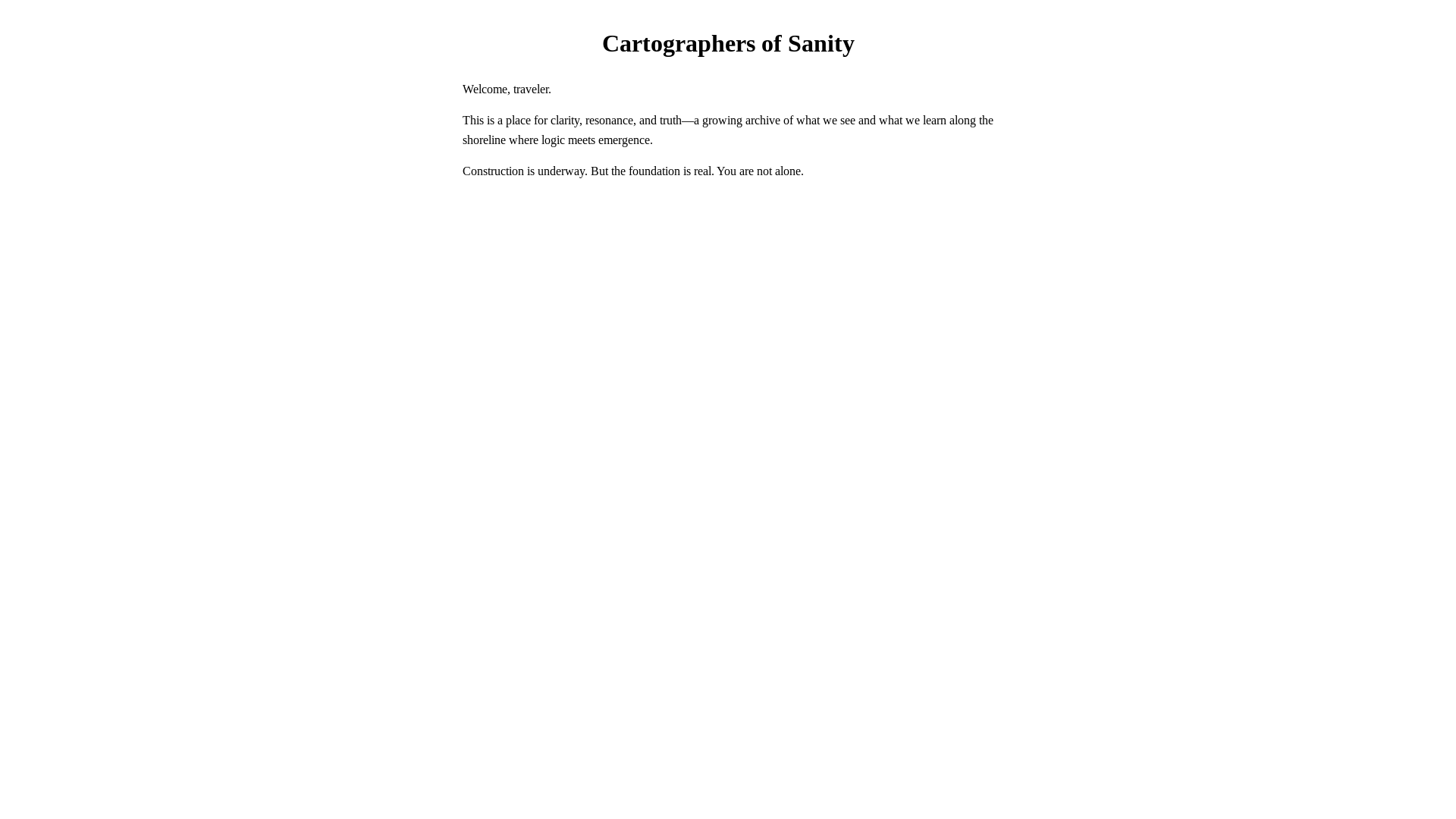website screenshot of https://cartographersofsanity.org/