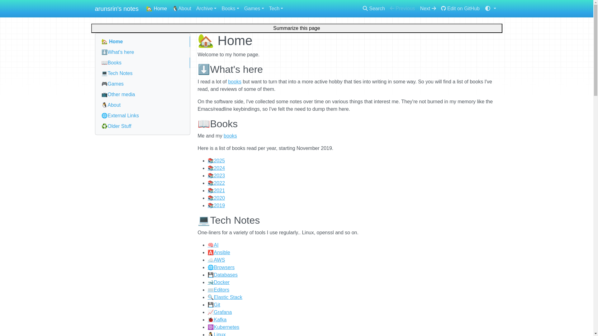 website screenshot of https://arunsrin-mkdocs.pages.dev/