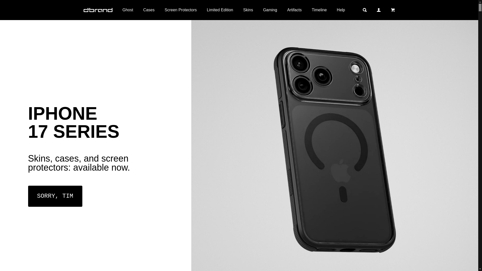 website screenshot of https://dbrand.com/