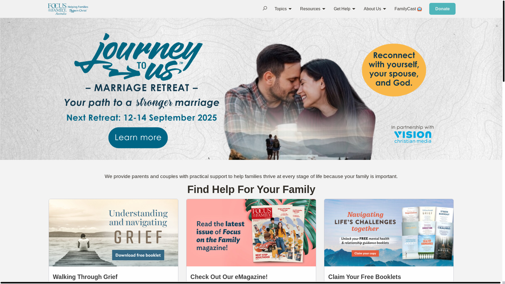 website screenshot of https://families.org.au/