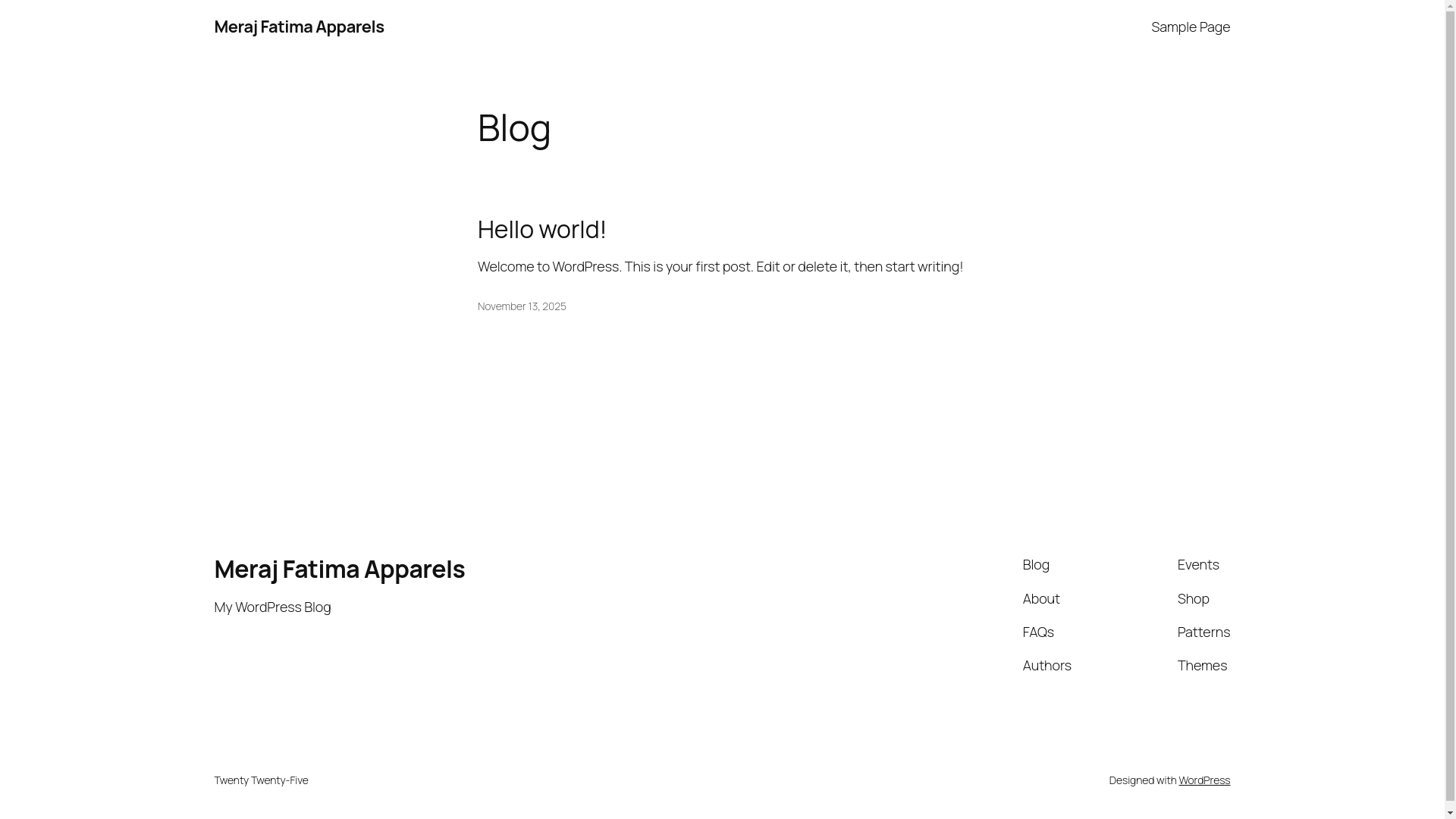 website screenshot of https://merajfatimaapparels.com/