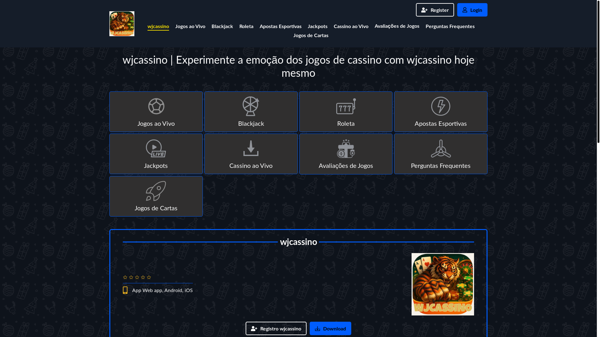 website screenshot of https://wjcassino-com.com/