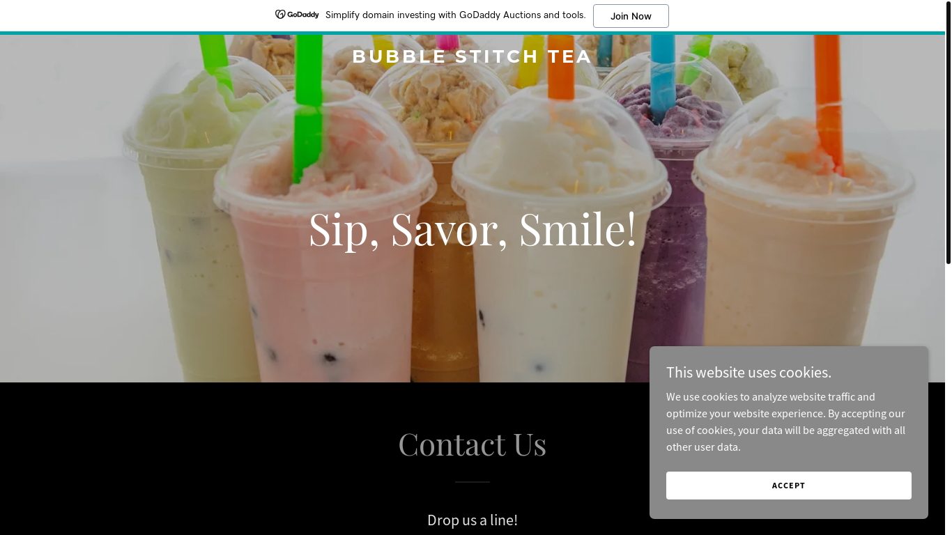 website screenshot of https://bubblestitchtea.com/