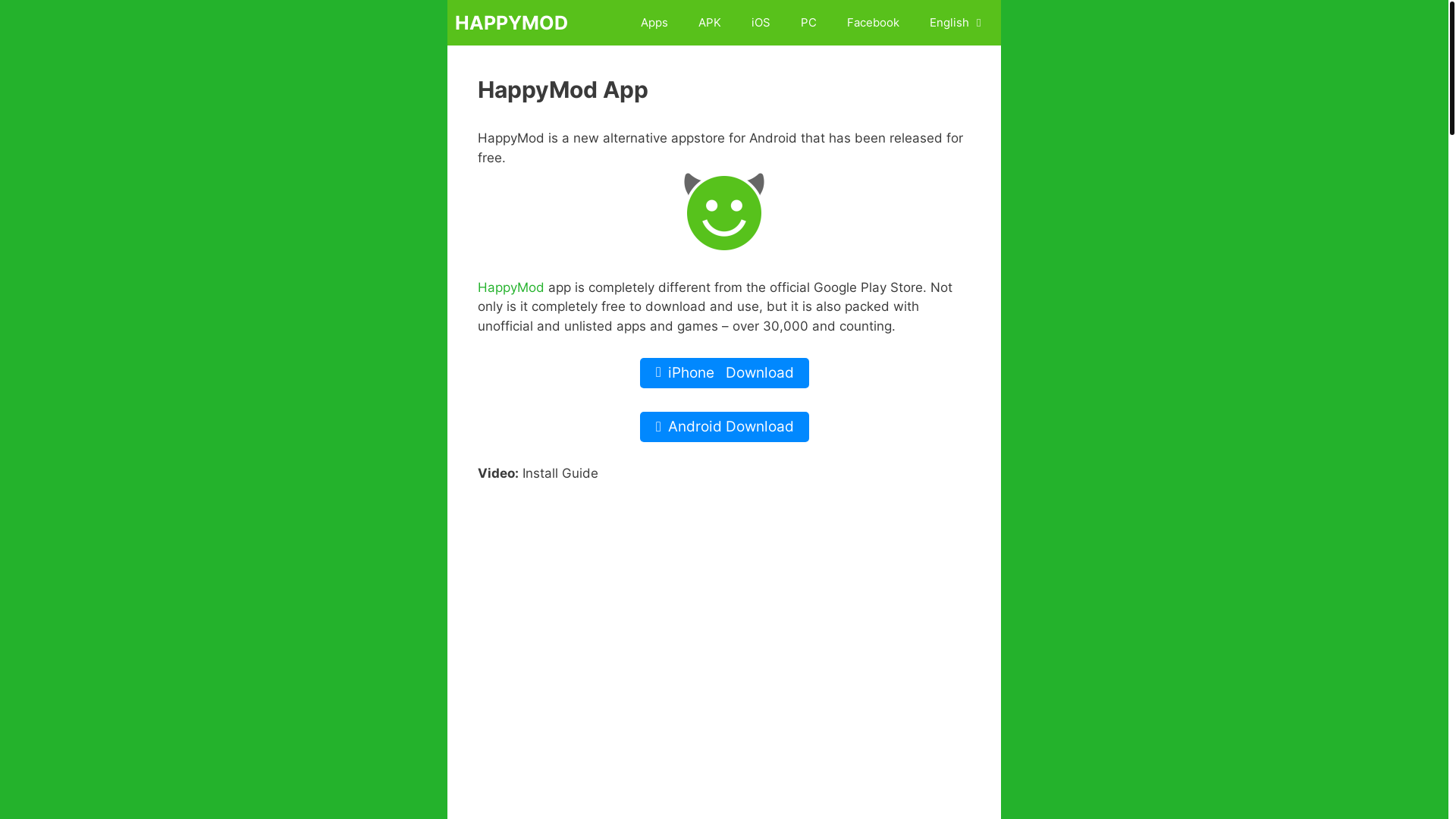 website screenshot of https://happymod.pages.dev/