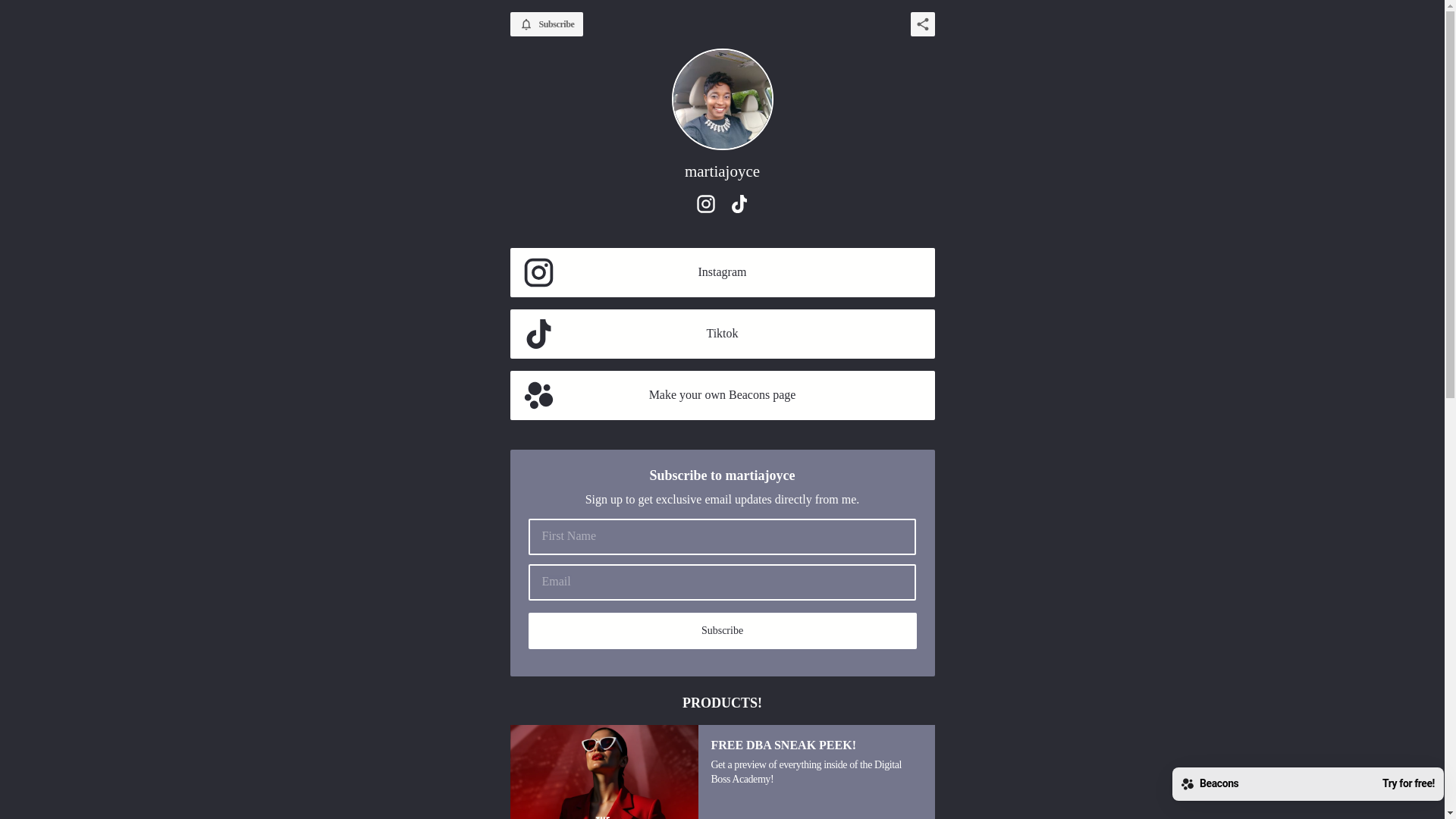 website screenshot of https://martiajoyce.com/