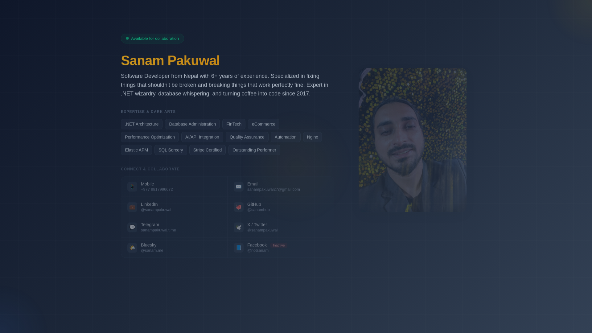 website screenshot of https://sanam.pages.dev/