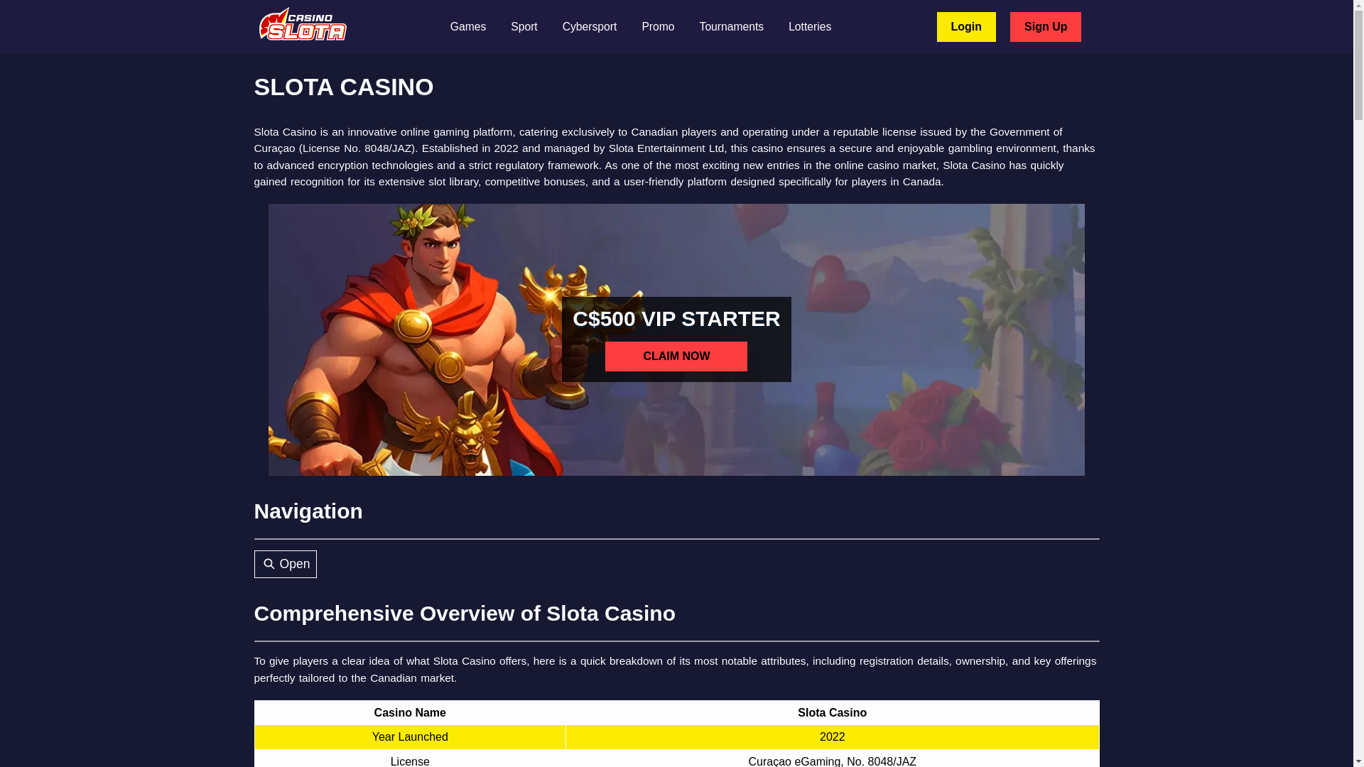 website screenshot of https://slotacasino.win/
