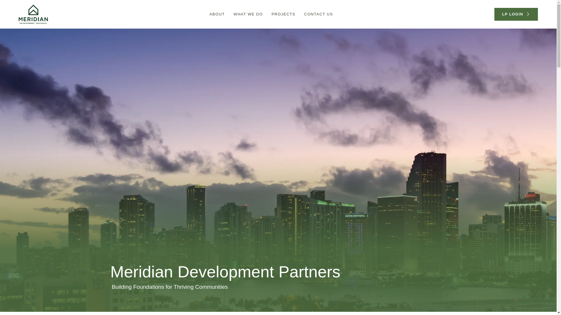 website screenshot of https://meridiandevelopmentpartnerbuilders.com/