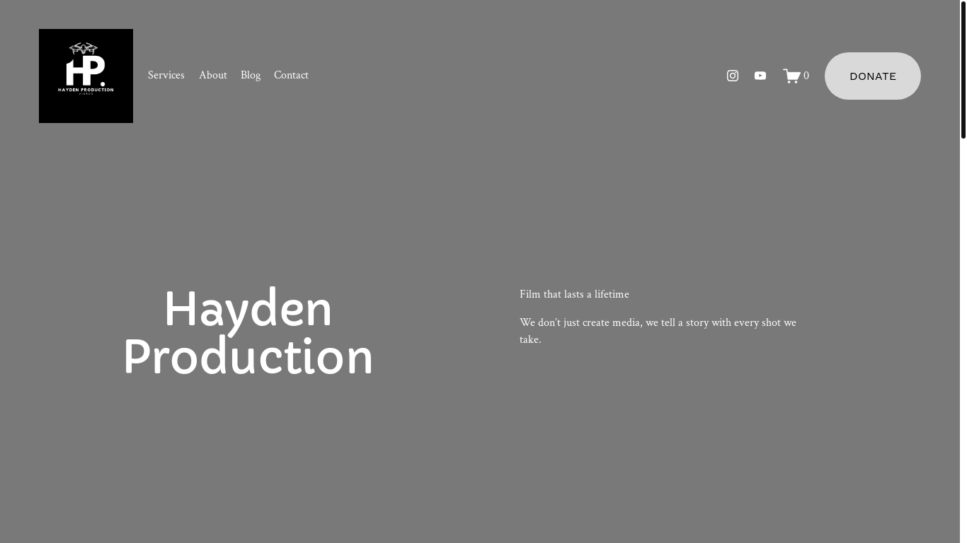 website screenshot of https://haydenproductions.net/