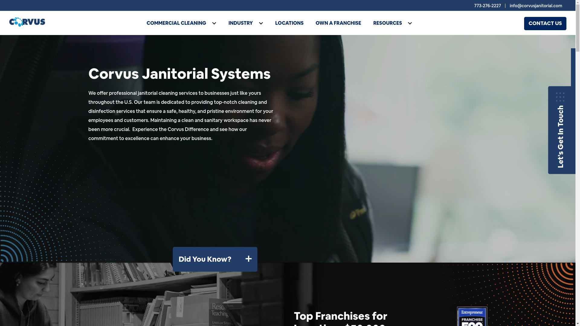 website screenshot of https://corvusjanitorpros.online/