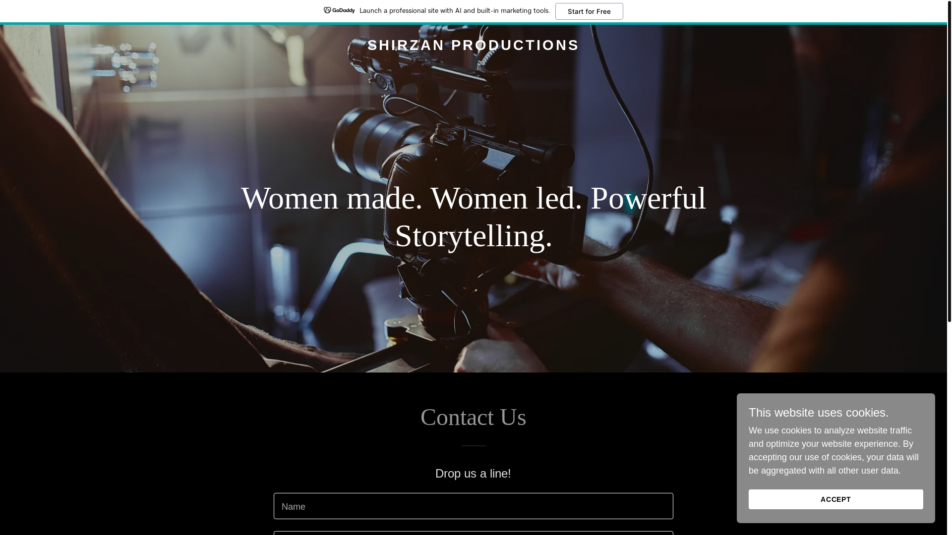 website screenshot of https://shirzanproductions.com/