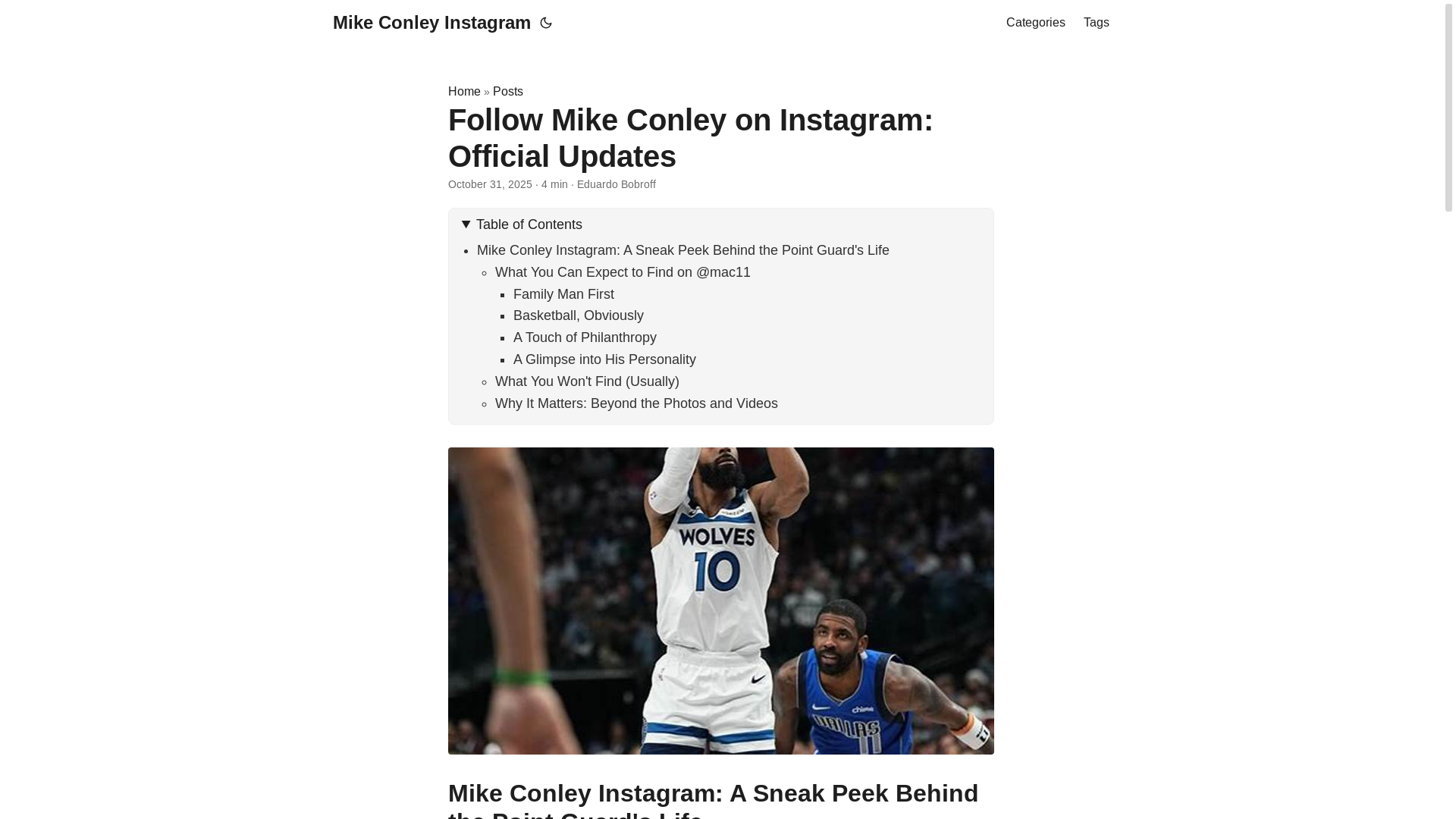website screenshot of https://mike-conley-instagram.pages.dev/