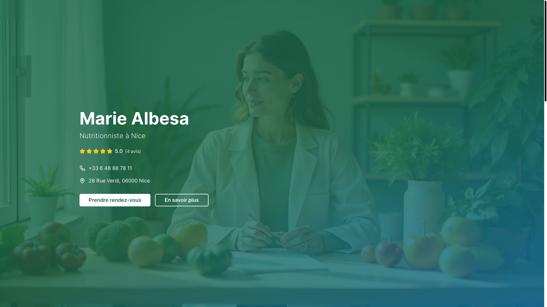website screenshot of https://marie-dieteticienne.pro/