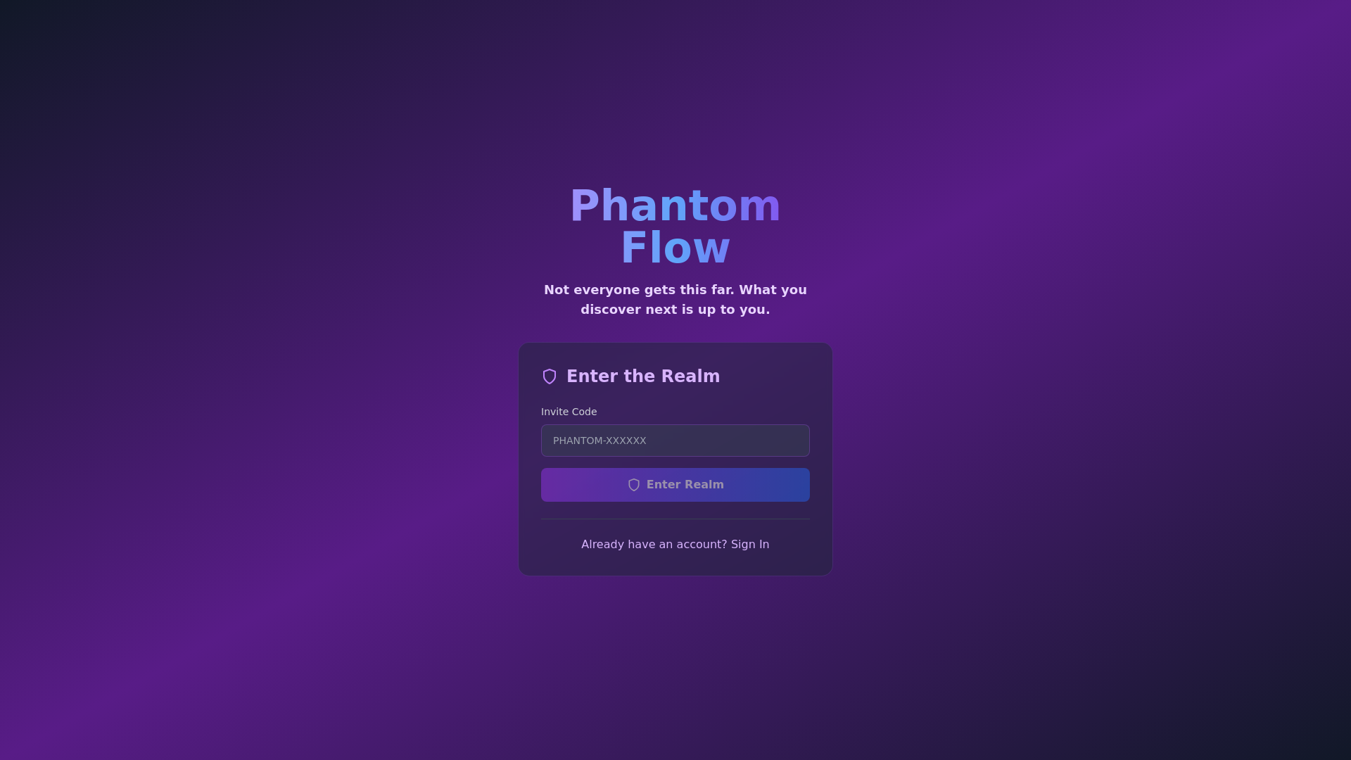 website screenshot of https://projectphantomflow.com/