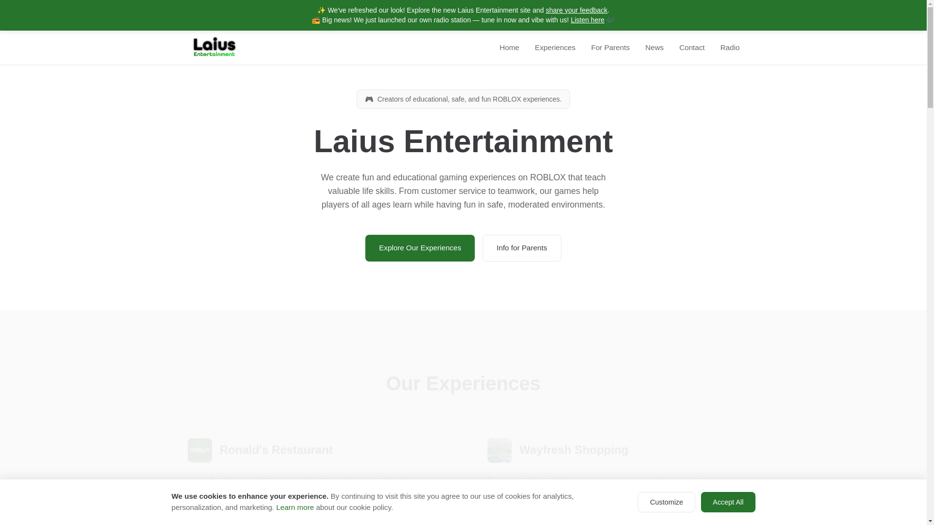 website screenshot of https://laius-entertainment-webfront.pages.dev/