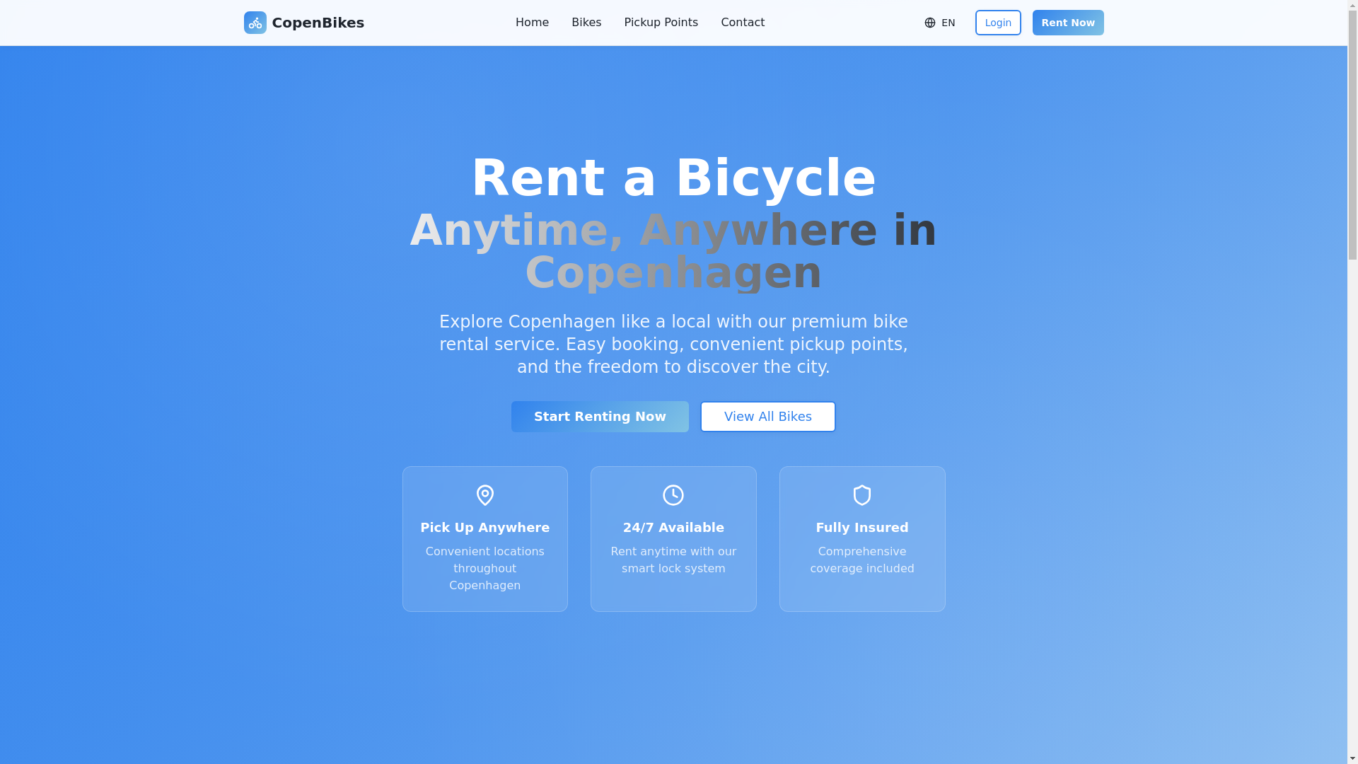 website screenshot of https://copenbikes.com/