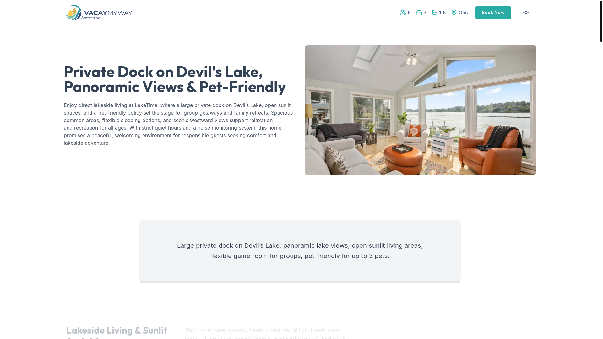 website screenshot of https://tranquillake.vacations/