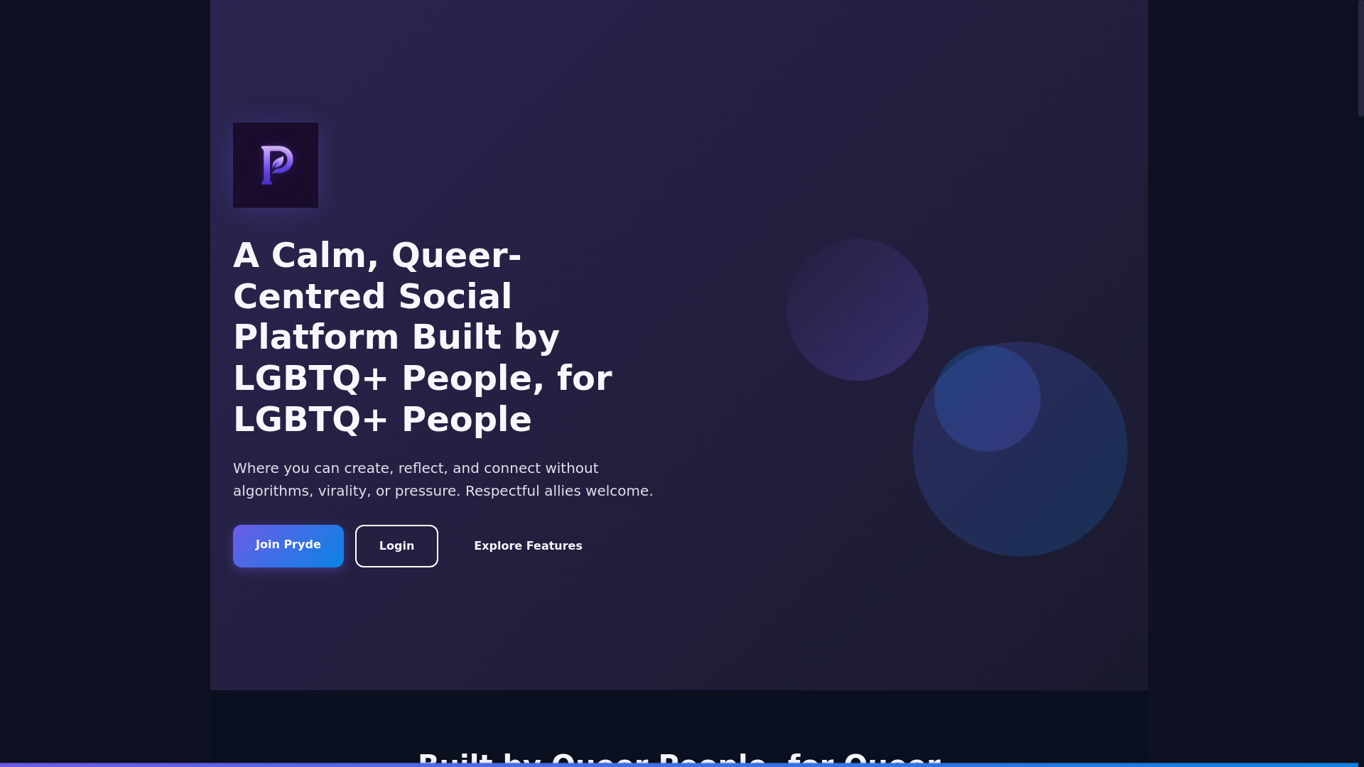 website screenshot of https://pryde-frontend.pages.dev/