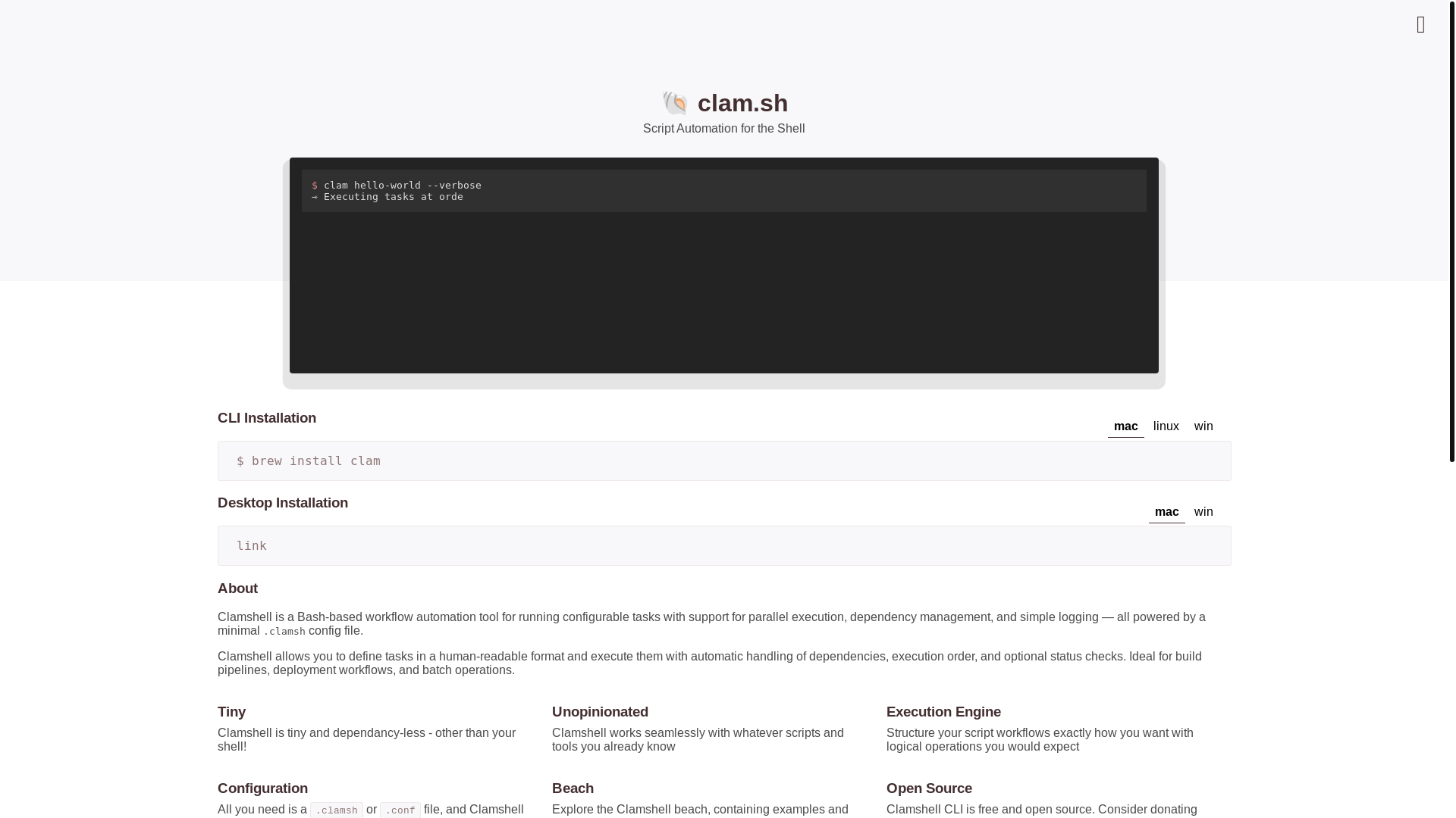 website screenshot of https://clamshell-website.pages.dev/
