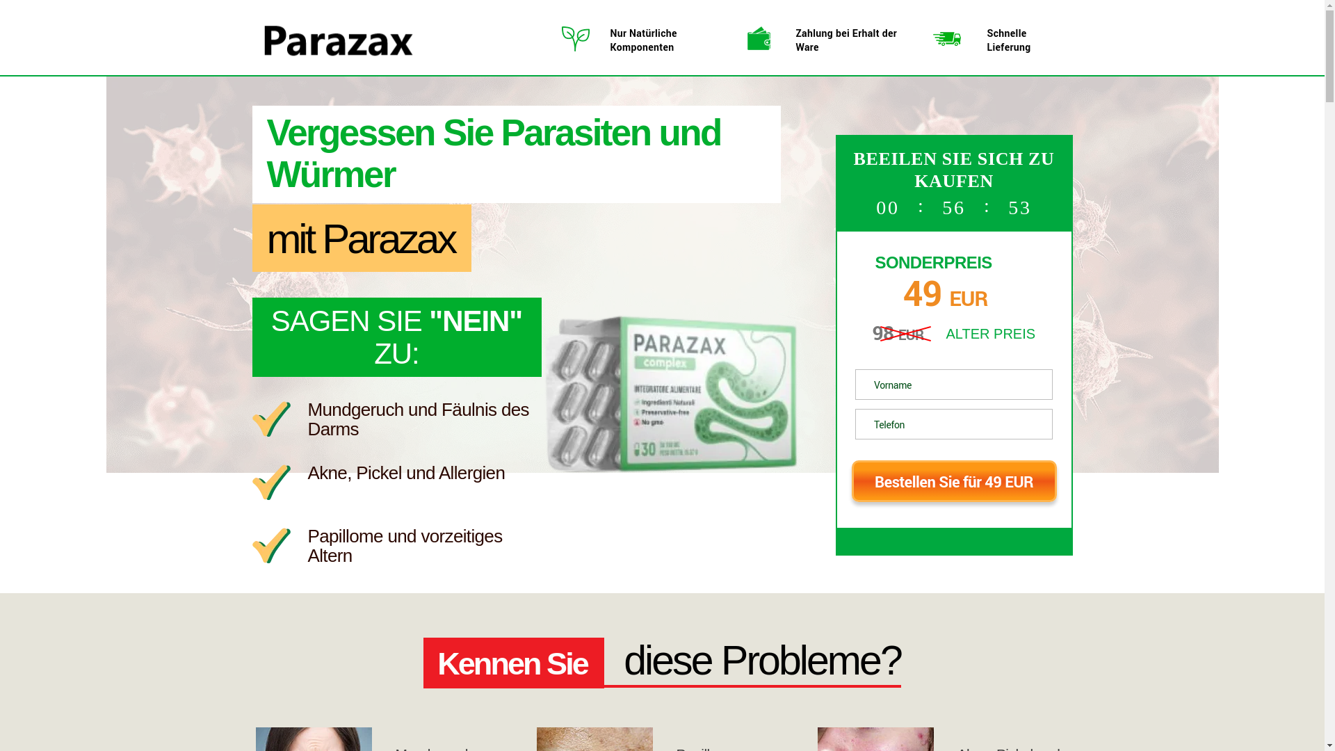 website screenshot of https://parazax-de.store/