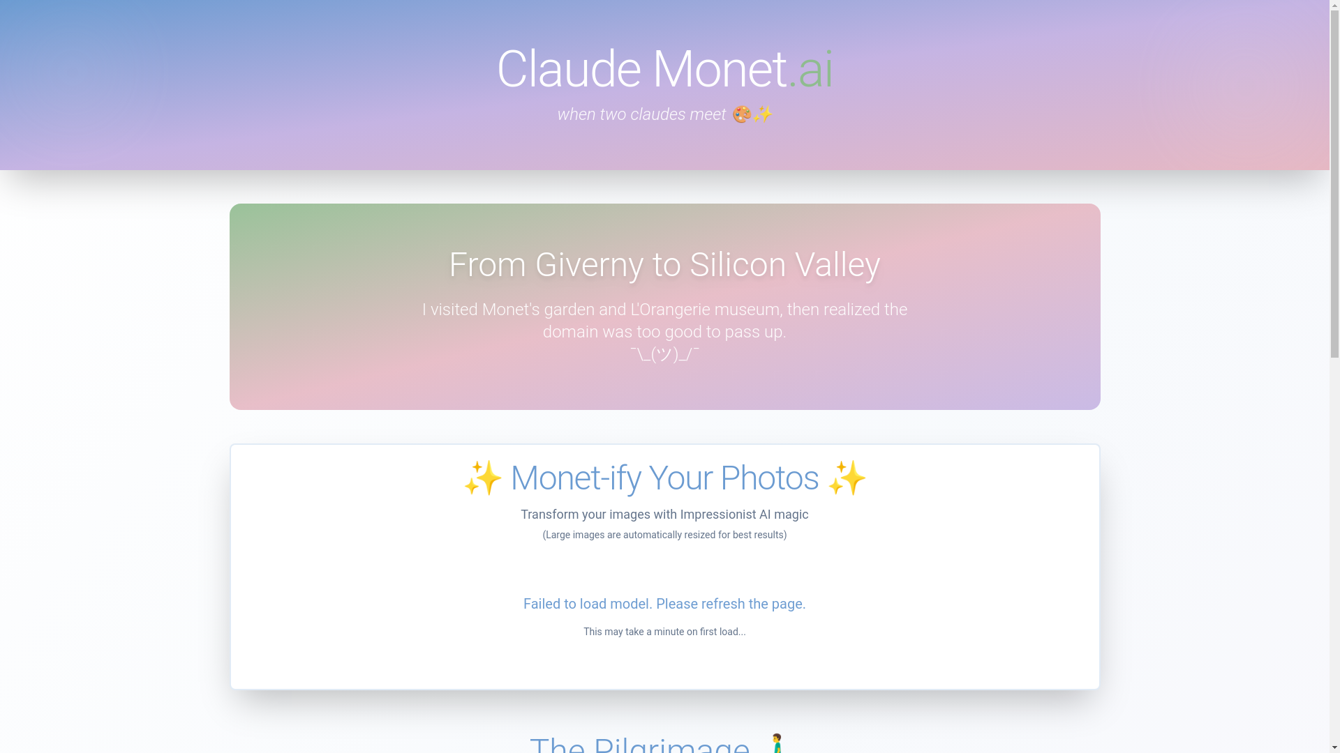 website screenshot of https://claudemonetai.pages.dev/