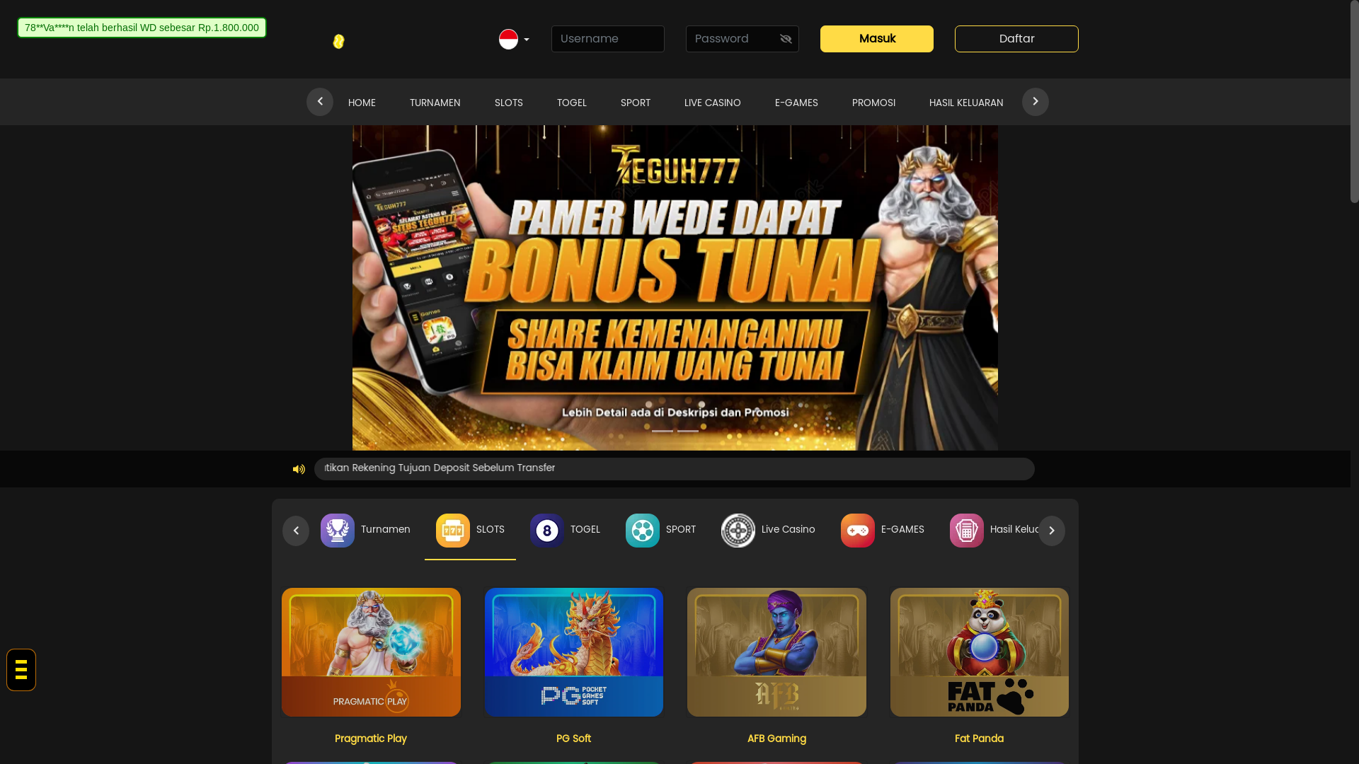 website screenshot of https://teguh777mobile.org/