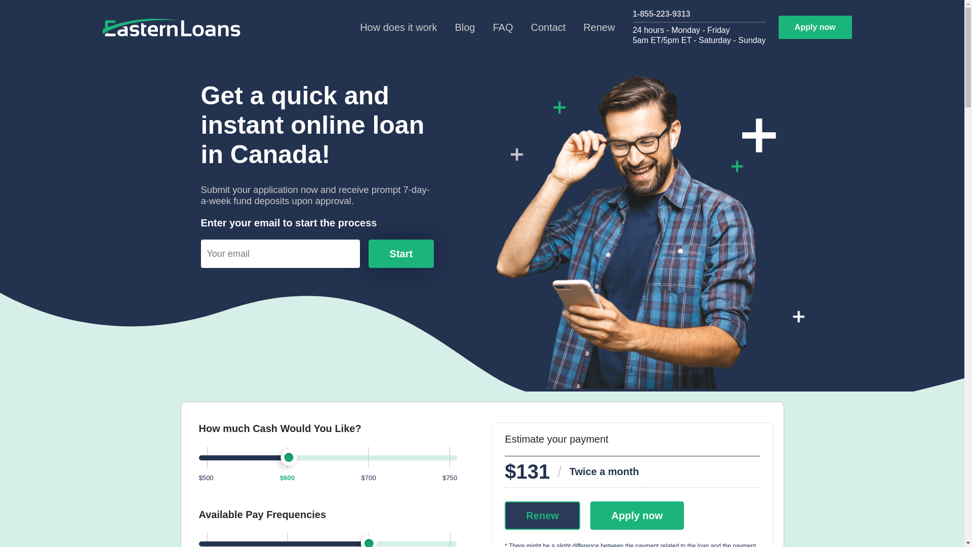 website screenshot of https://easternloans-ca.com/