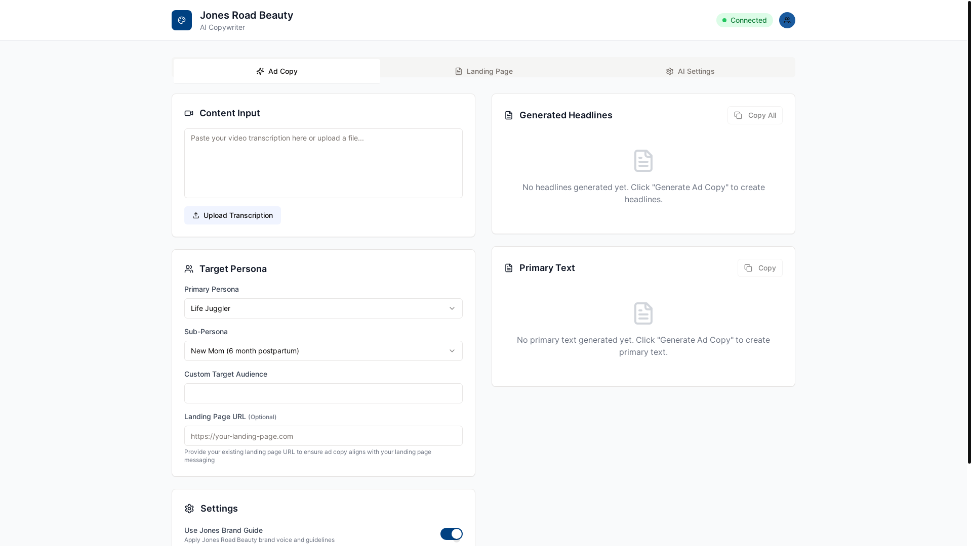 website screenshot of https://jrbcopy.com/