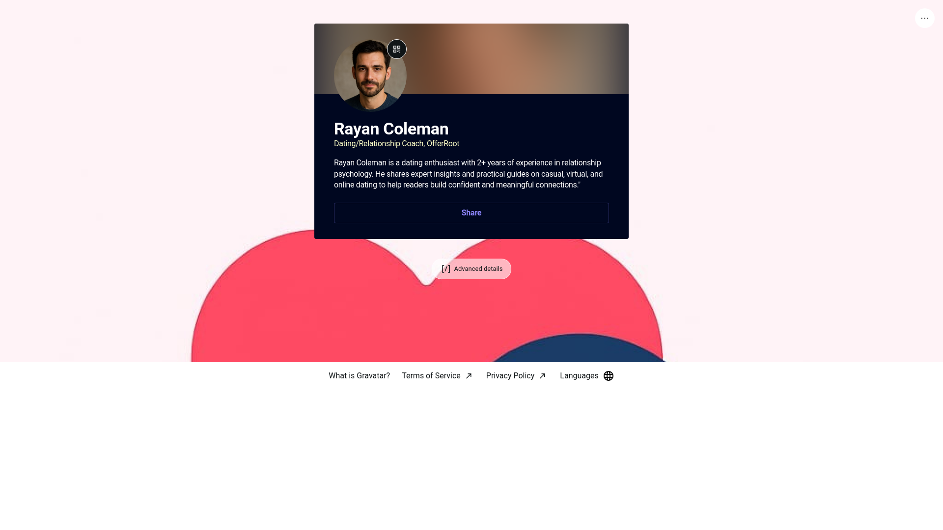 website screenshot of https://rayancoleman.link/