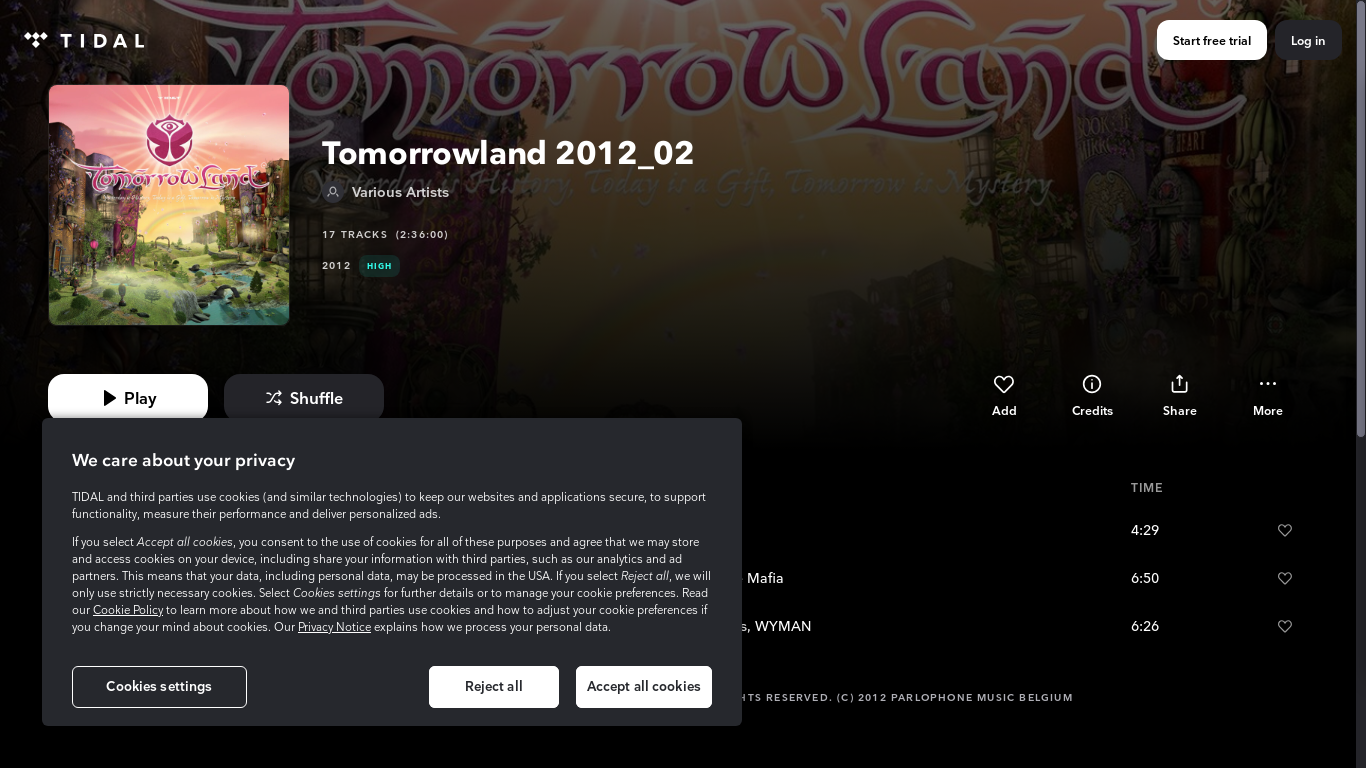 website screenshot of https://tidal.com/track/16494451?u