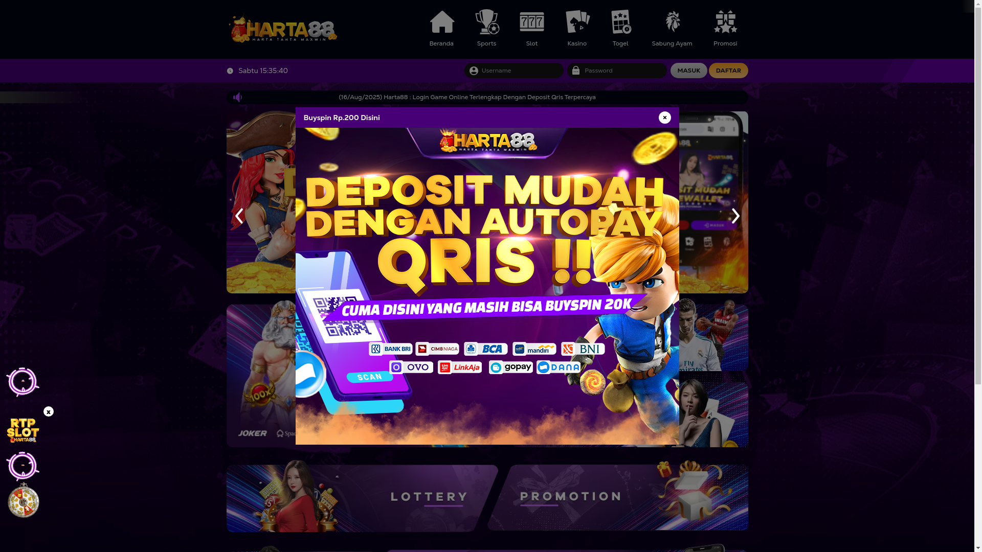 website screenshot of https://harta88e.com/